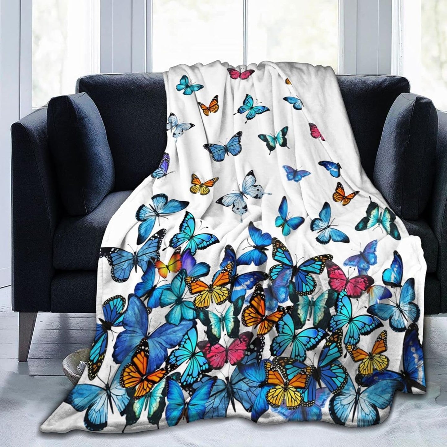 Butterfly Blanket Beautiful Butterfly Throw Blanket Ultra Soft Blankets Lightweight Cozy for Bed Couch Sofa 50"X40"