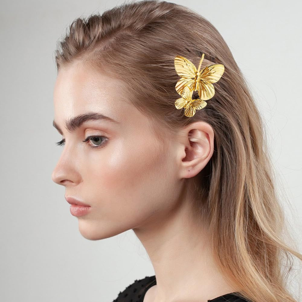 8PCS Butterfly Hair Clips Metal Clamps Gold Bridal Hair Pins Wedding Accessories for Women and Girls