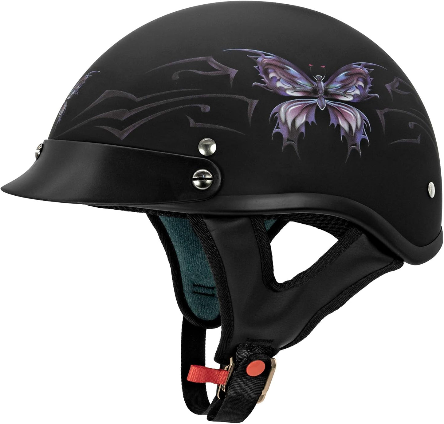 Cruiser Intricate Butterfly Motorcycle Half Helmet