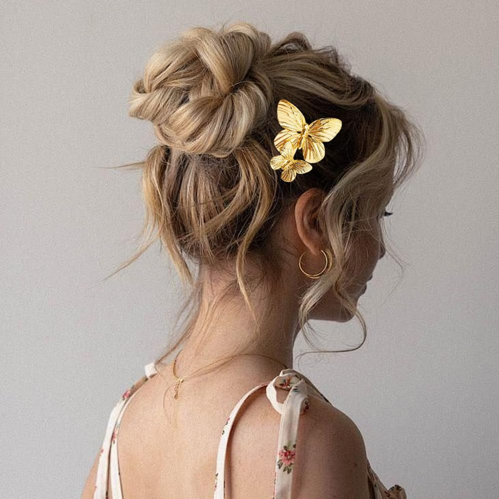8PCS Butterfly Hair Clips Metal Clamps Gold Bridal Hair Pins Wedding Accessories for Women and Girls