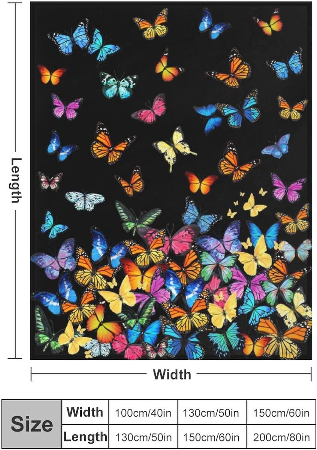 Butterfly Blanket Beautiful Butterfly Throw Blanket Ultra Soft Blankets Lightweight Cozy for Bed Couch Sofa 50"X40"