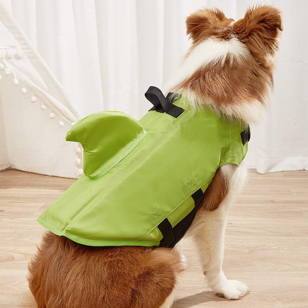Dog Life Jacket- Preserver with Adjustable Belt, Pet Swimming Shark Jacket for Short Nose Dog (Pug,Bulldog,Poodle,Bull Terrier) (M, Orange)