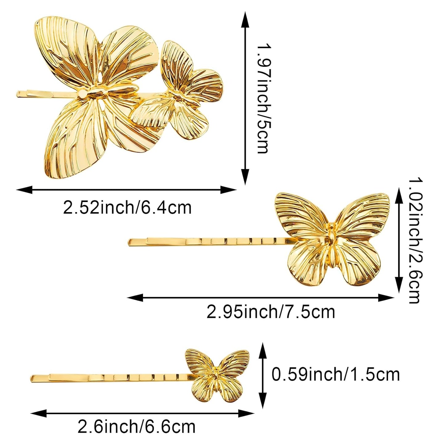 8PCS Butterfly Hair Clips Metal Clamps Gold Bridal Hair Pins Wedding Accessories for Women and Girls