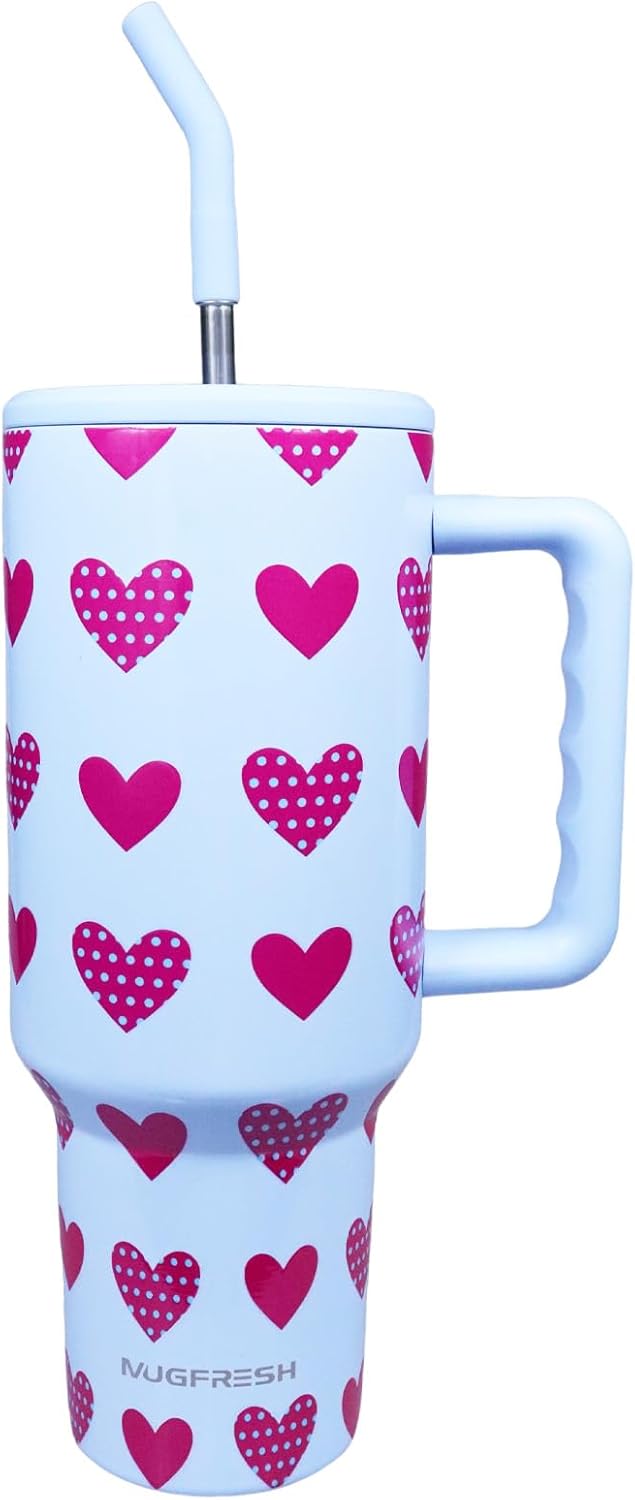 Butterfly Tumbler, Butterfly Gifts for Women 40 Oz Insulated Tumbler with Handle and Straw Cup Holder Friendly Travel Mug Stainless Steel Water Bottle