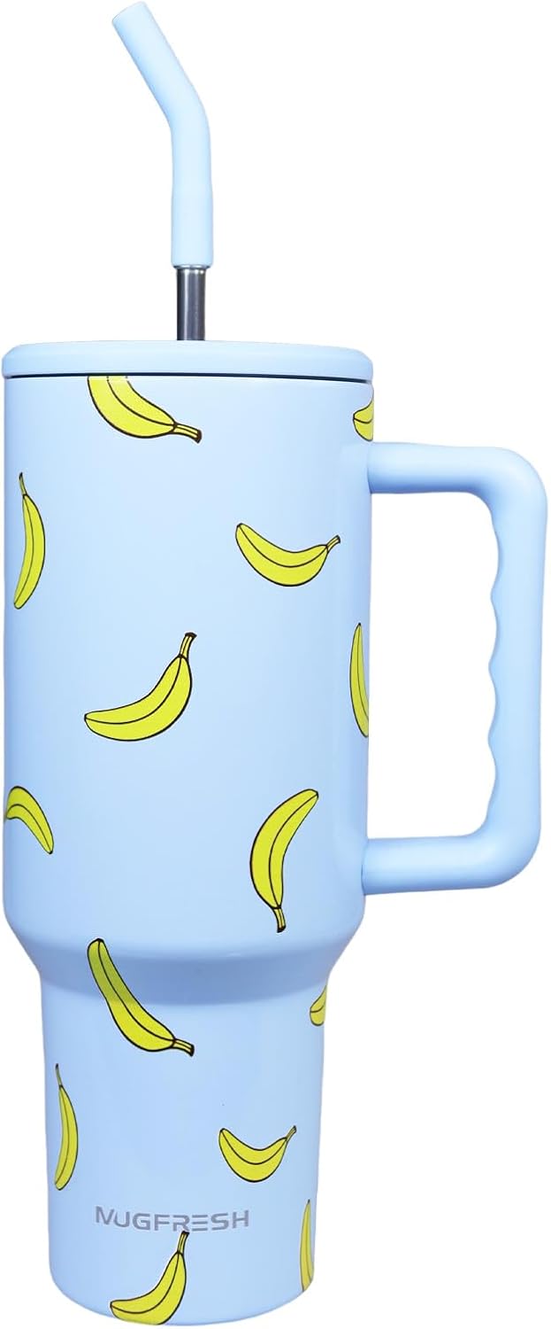 Butterfly Tumbler, Butterfly Gifts for Women 40 Oz Insulated Tumbler with Handle and Straw Cup Holder Friendly Travel Mug Stainless Steel Water Bottle