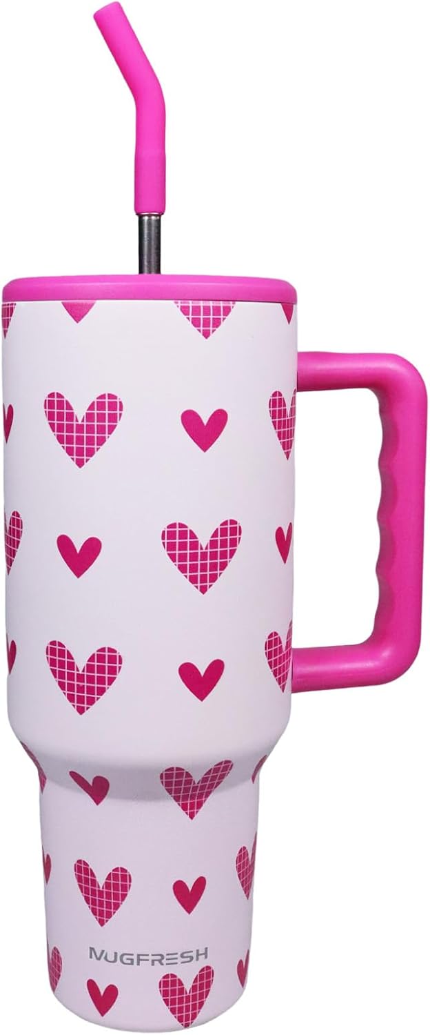 Butterfly Tumbler, Butterfly Gifts for Women 40 Oz Insulated Tumbler with Handle and Straw Cup Holder Friendly Travel Mug Stainless Steel Water Bottle