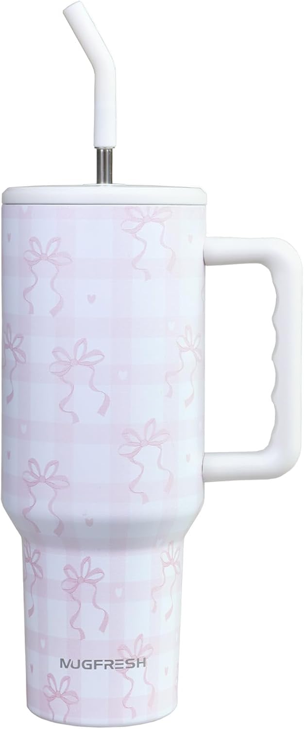 Butterfly Tumbler, Butterfly Gifts for Women 40 Oz Insulated Tumbler with Handle and Straw Cup Holder Friendly Travel Mug Stainless Steel Water Bottle