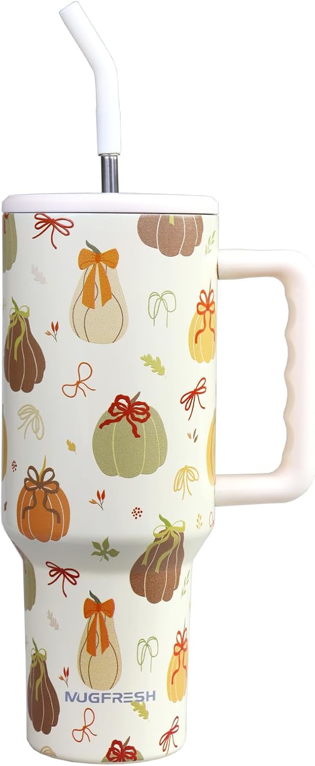 Butterfly Tumbler, Butterfly Gifts for Women 40 Oz Insulated Tumbler with Handle and Straw Cup Holder Friendly Travel Mug Stainless Steel Water Bottle