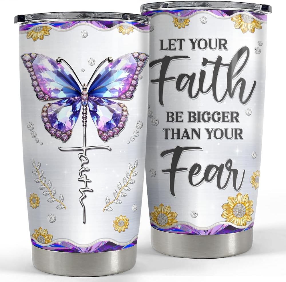 Purple Butterfly Tumbler Jewelry Style Butterfly Lover 20Oz Tumblers with Lid Gift for Women Girl Daughter Sister Mom Christmas Birthday Present