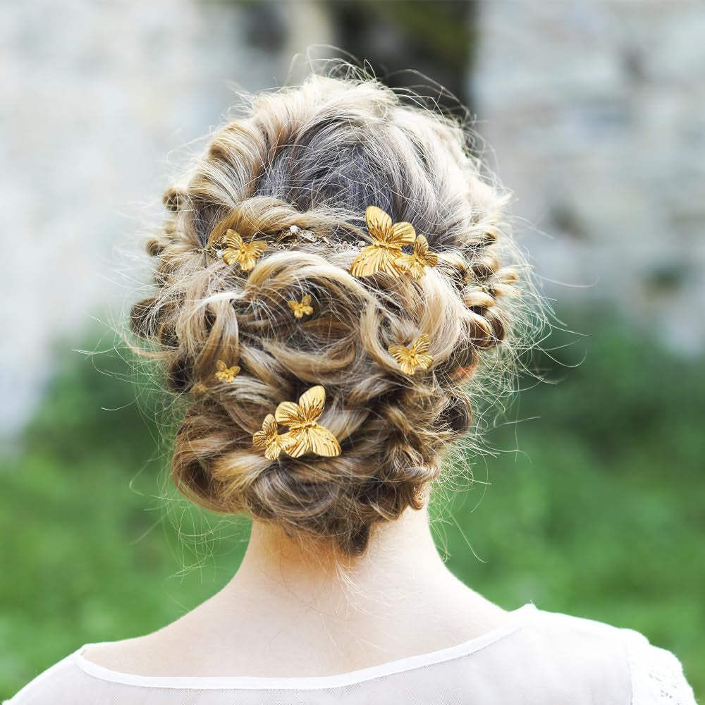 8PCS Butterfly Hair Clips Metal Clamps Gold Bridal Hair Pins Wedding Accessories for Women and Girls