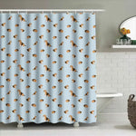 Blue Plaid Dog Pattern Shower Curtain Cute Beagle Print Home Decoration Waterproof Bath Mat Cover Size 72X84Inches for Bathroom