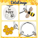 Bee Keychain Inspirational Keyring Gifts - Honey Key Rings for Men Women Kids, Cute Bee Accessories for Bag Purse Wallet Backpack