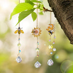 3 Pack Sun Catcher Crystal Honeycomb Bee Ornaments Crystals Bumble Bee Honeycomb with Glass Prisms Decor Garden Suncatcher Window Hanging Gifts for Women,Bee Lovers