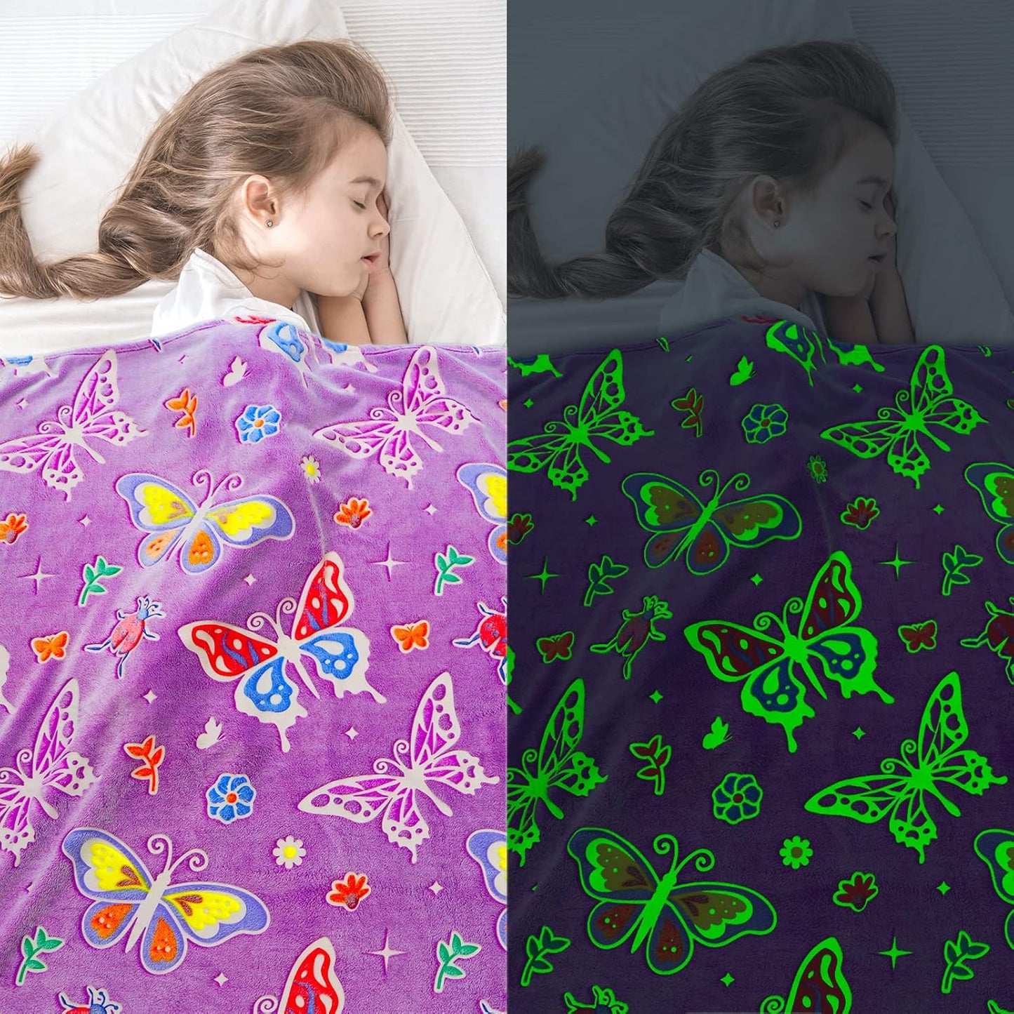 Glow in the Dark Blanket Butterfly Gifts Toys for Girls Women Butterfly Blankets for Birthday Gifts for Kids