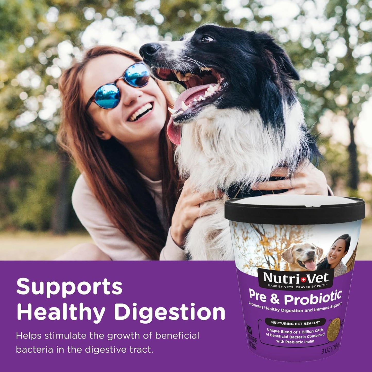 Pre & Probiotics for Dogs, Digestive Support, Upset Stomach, Puppy Probiotic, Pet Vitamins and Supplements, Dog Probiotics, Liver & Cheese Flavor, 120 Soft Chews