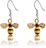 Bumble Bee Dangle Earrings Crystal Bee Pendant Animal Earrings Hummingbirds Butterfly Gifts (Honey Bee Earrings)