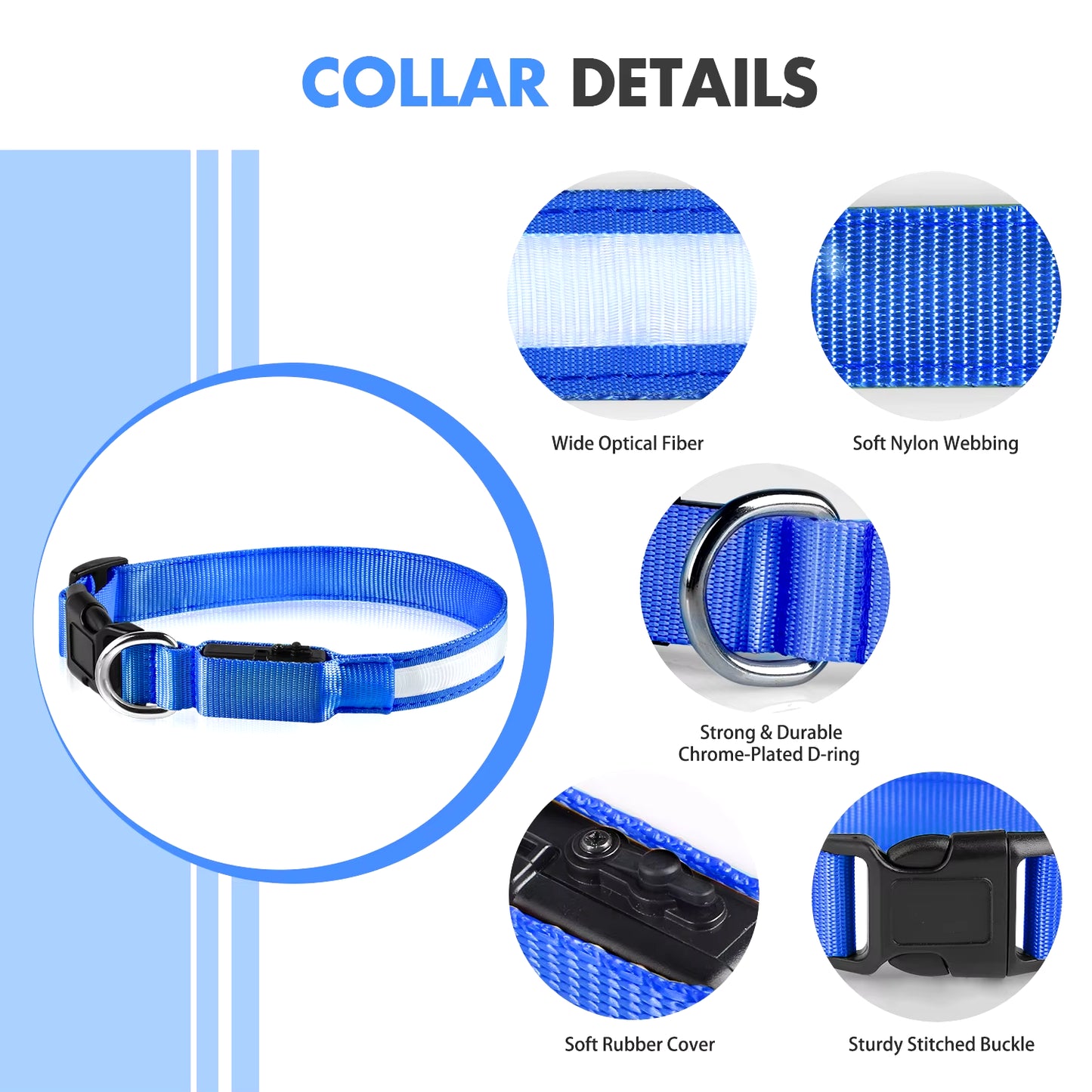 Dog Collar Luminous Pet Supplies Dog Collar Waterpoof Safety Collars Dropship