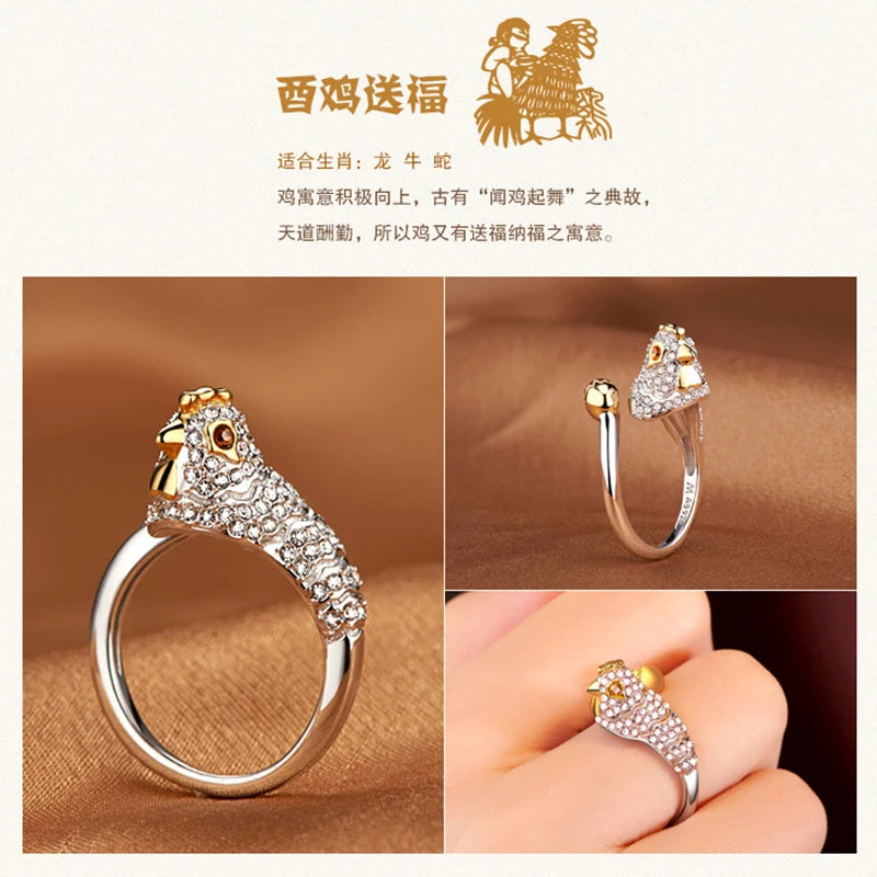 Milangirl Cubic Zirconia Open Wedding Adjustable Rings Cute Finger Ring Bunny Animal Jewelry Rabbit Shape Rings for Women