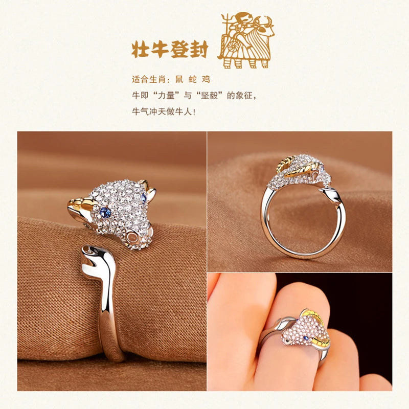 Milangirl Cubic Zirconia Open Wedding Adjustable Rings Cute Finger Ring Bunny Animal Jewelry Rabbit Shape Rings for Women