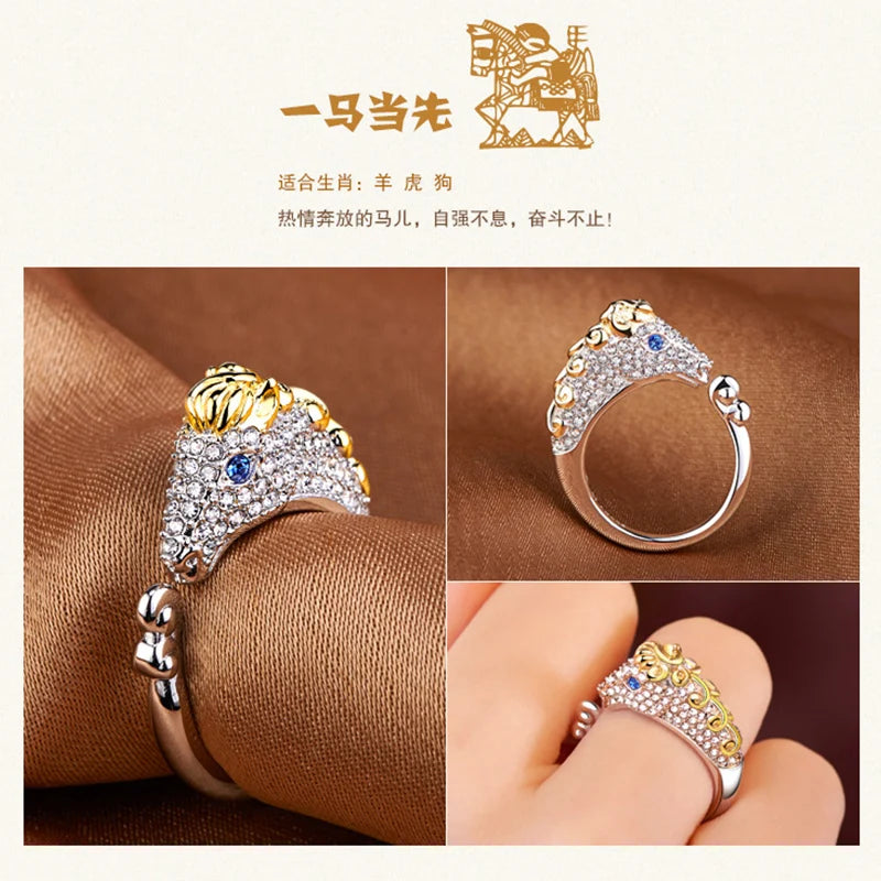 Milangirl Cubic Zirconia Open Wedding Adjustable Rings Cute Finger Ring Bunny Animal Jewelry Rabbit Shape Rings for Women