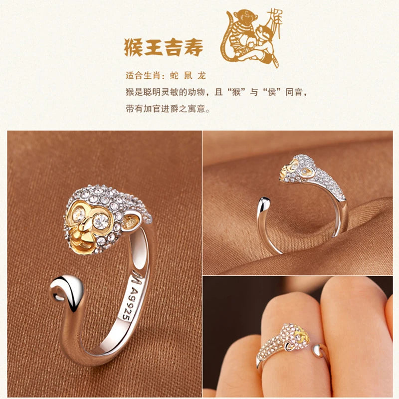 Milangirl Cubic Zirconia Open Wedding Adjustable Rings Cute Finger Ring Bunny Animal Jewelry Rabbit Shape Rings for Women