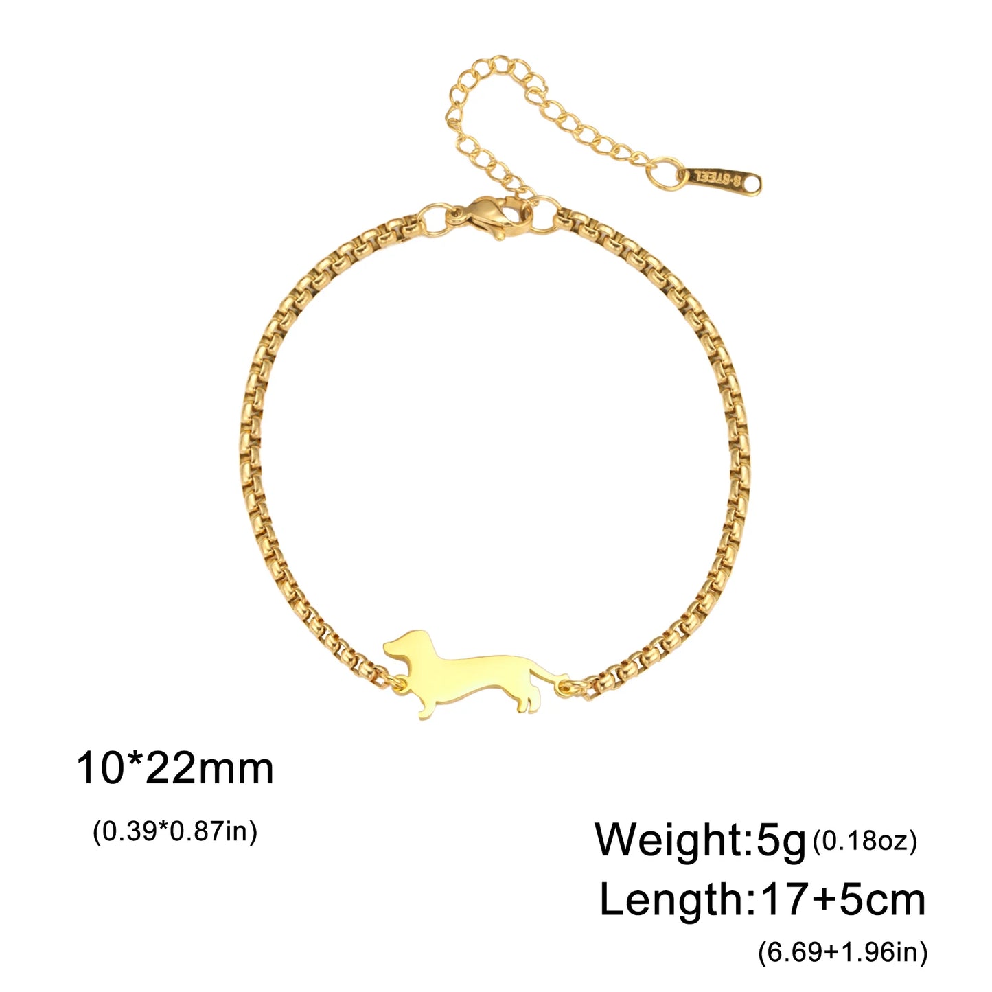 Dachshunds Sausage Dog Bracelets for Women Stainless Steel Double Layers Beads Chain Bracelets Jewelry Birthday Gift