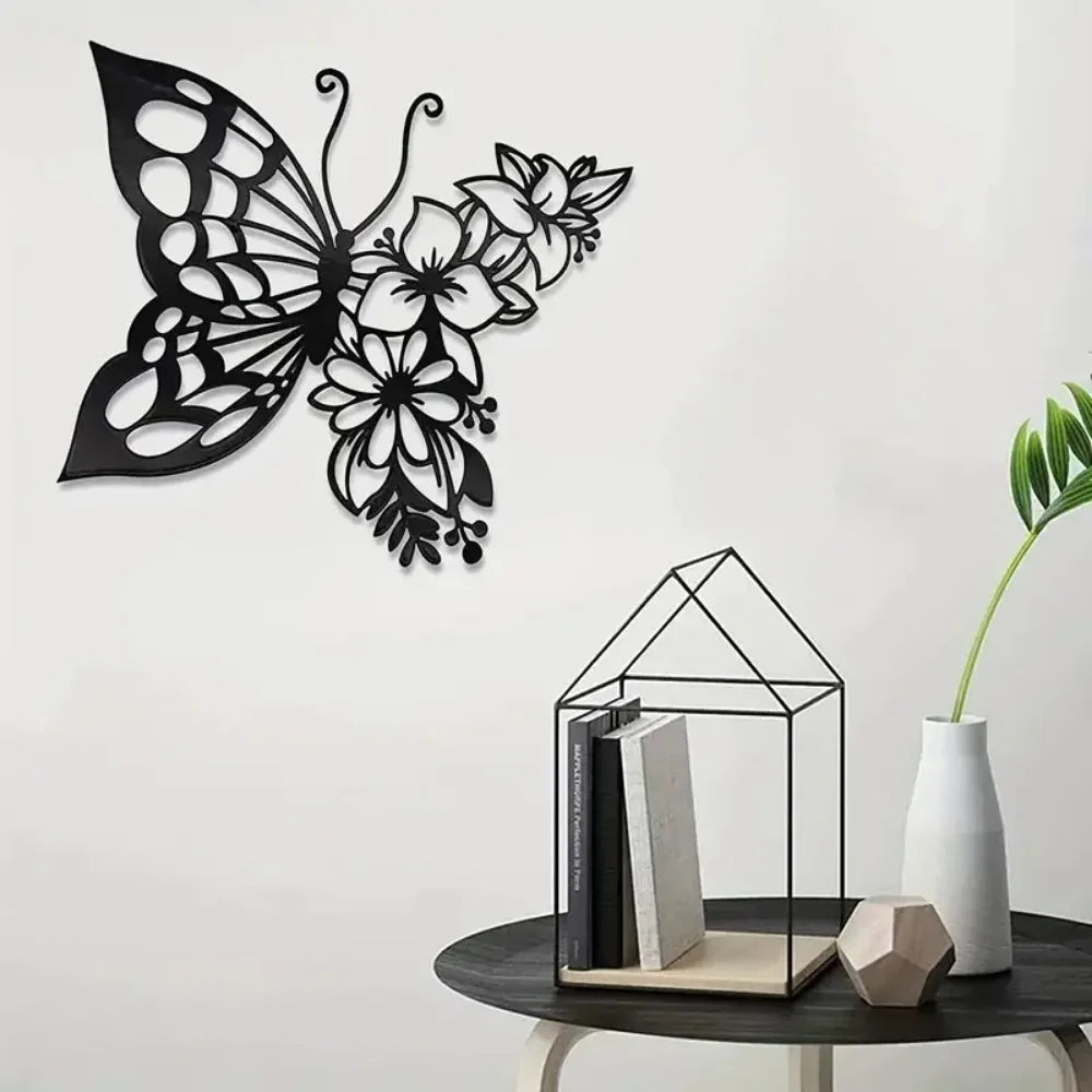 CIFBUY Metal Wall Art Elegant Butterfly Metal Wall Decor Modern Metal Wall Silhouette Easy Installation Home Decoration Artwork