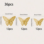 12/36/72PCS 3D Butterfly Wall Decor 4 Styles 3 Sizes,Butterfly Decorations for Butterfly Birthday Party Cake Room Decorations