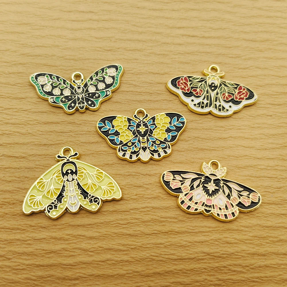 10Pcs Flower Butterfly Charm for Jewelry Making Enamel Necklace Bracelet Earring Pendant Diy Accessories Alloy Metal Gold Plated
