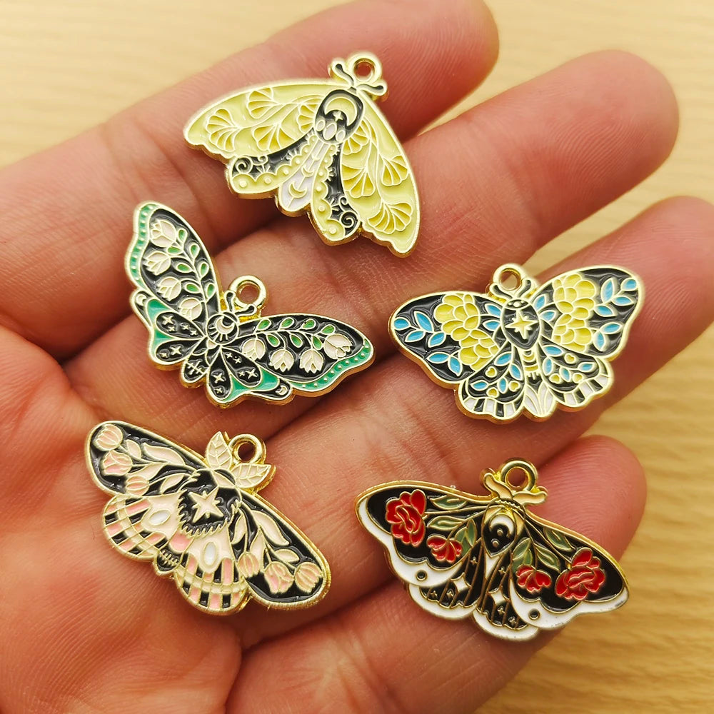 10Pcs Flower Butterfly Charm for Jewelry Making Enamel Necklace Bracelet Earring Pendant Diy Accessories Alloy Metal Gold Plated