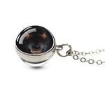 Men Fashion Wolf Necklace Wolf Head Glass Ball Pendant with Silver Color Chain Necklace Fantasy Jewelry