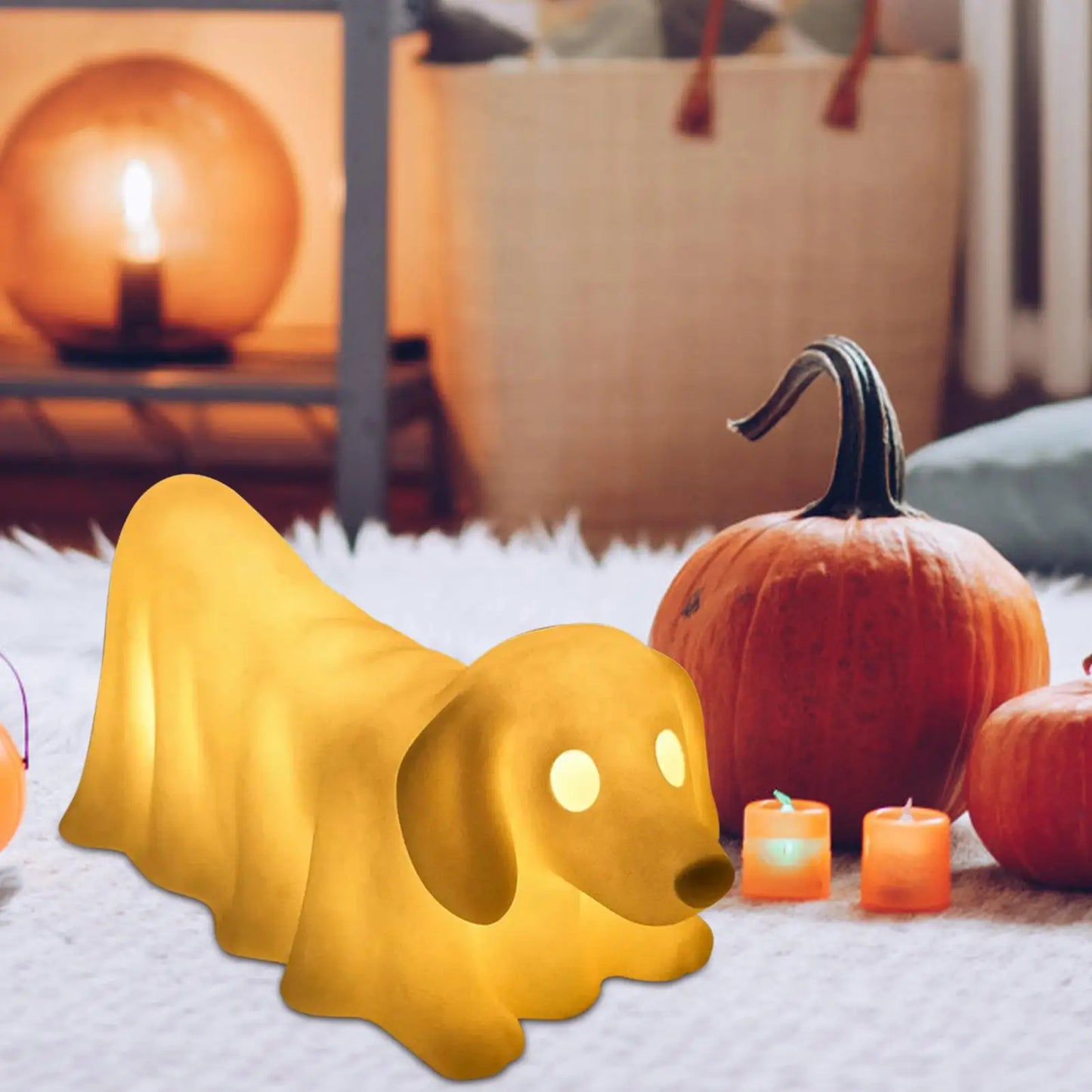 Halloween Ghost Pet Lamp Ghost Dachshund Statues Nightlight Exquisite Cute Nightlight Decor for Home Living Room Bedroom