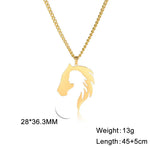 Horse Head Silhouette Girl Pendant Necklace Hollow Stainless Steel Choker for Women Fashion Jewelry Gift