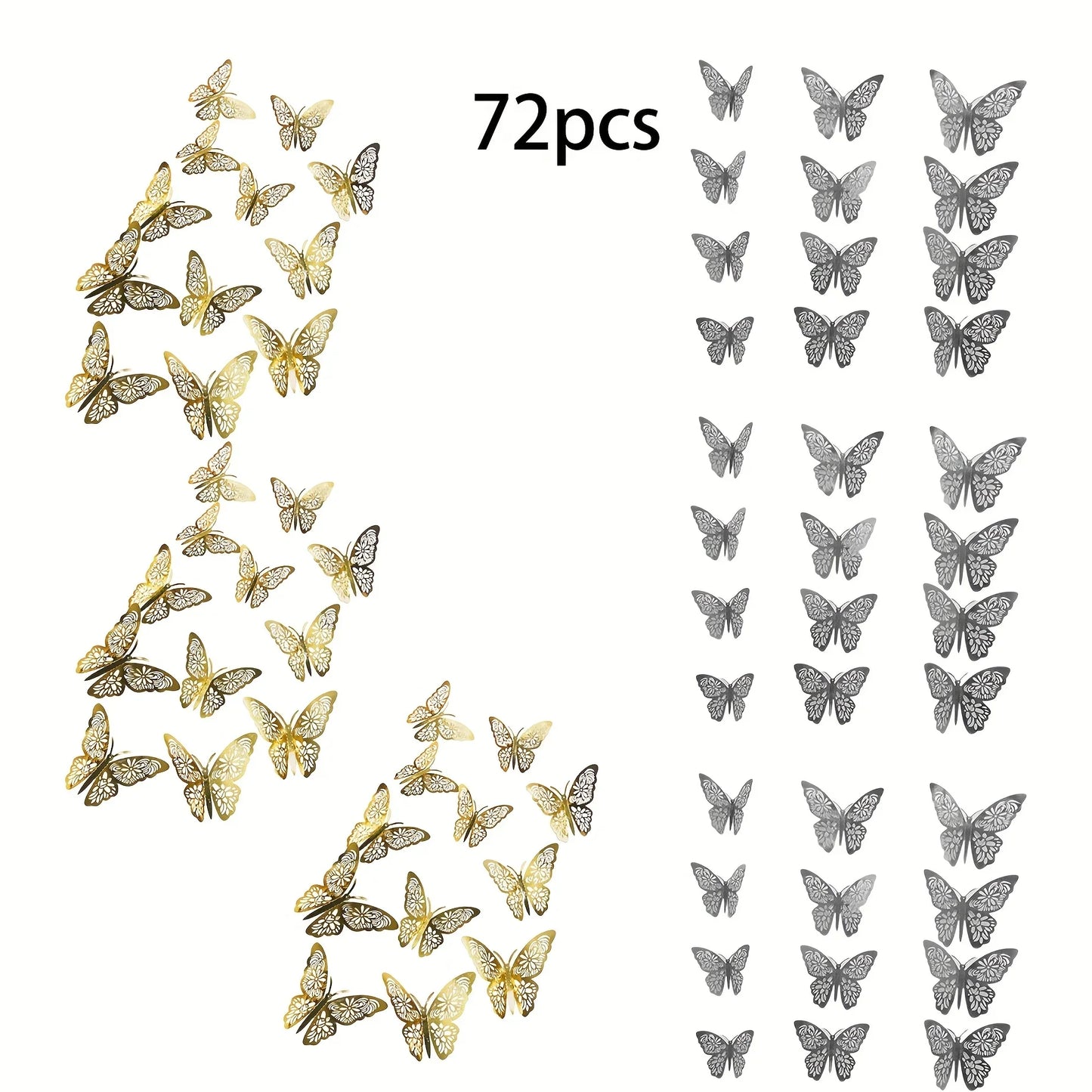 12/36/72PCS 3D Butterfly Wall Decor 4 Styles 3 Sizes,Butterfly Decorations for Butterfly Birthday Party Cake Room Decorations
