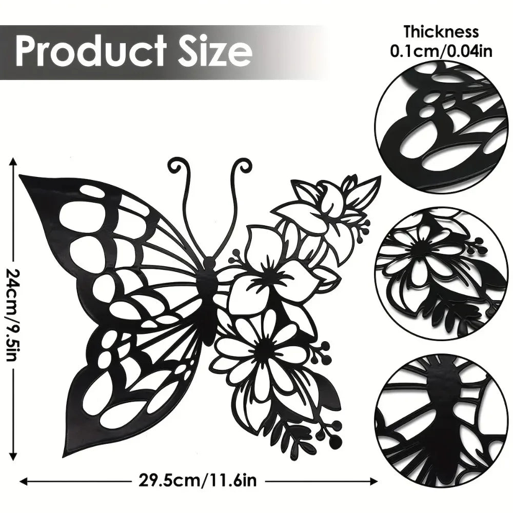 CIFBUY Metal Wall Art Elegant Butterfly Metal Wall Decor Modern Metal Wall Silhouette Easy Installation Home Decoration Artwork