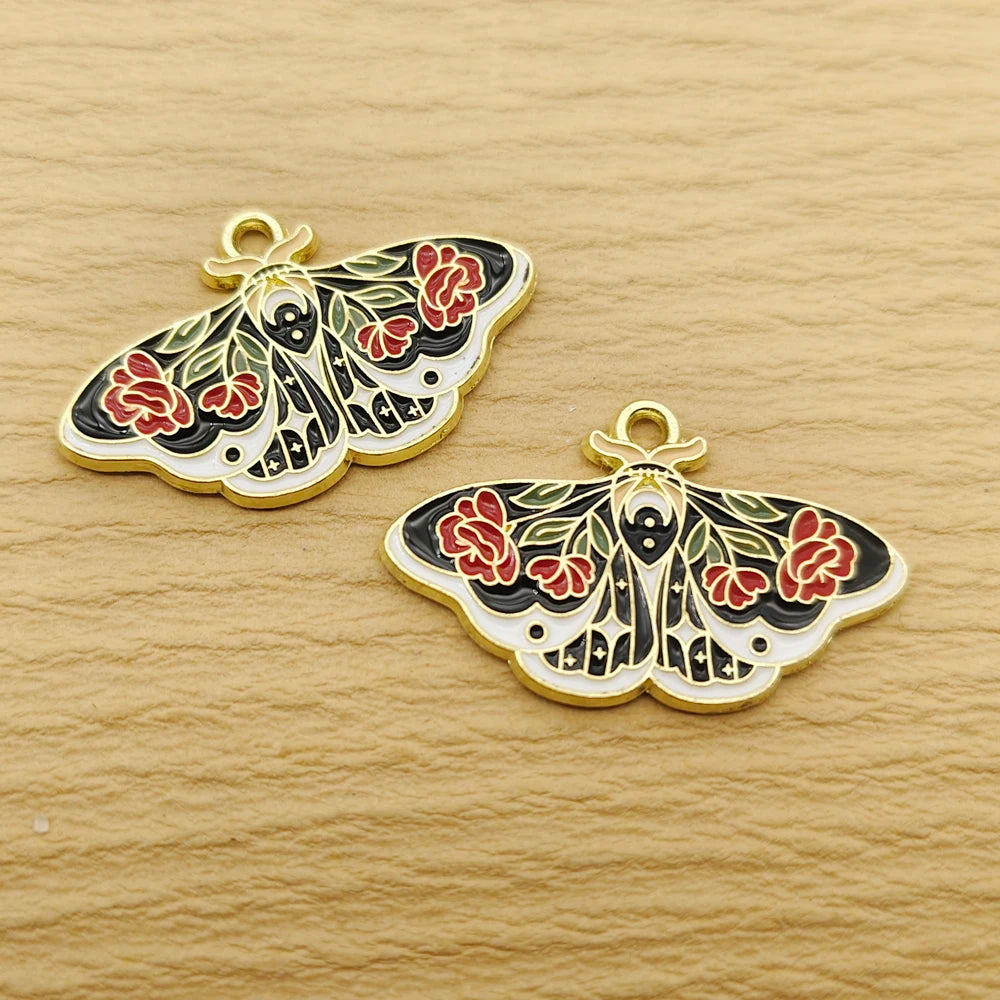 10Pcs Flower Butterfly Charm for Jewelry Making Enamel Necklace Bracelet Earring Pendant Diy Accessories Alloy Metal Gold Plated