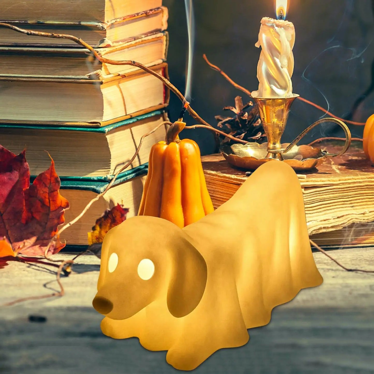 Halloween Ghost Pet Lamp Ghost Dachshund Statues Nightlight Exquisite Cute Nightlight Decor for Home Living Room Bedroom