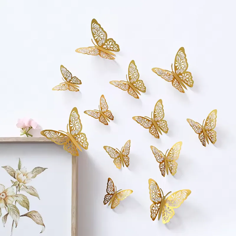 12/36/72PCS 3D Butterfly Wall Decor 4 Styles 3 Sizes,Butterfly Decorations for Butterfly Birthday Party Cake Room Decorations