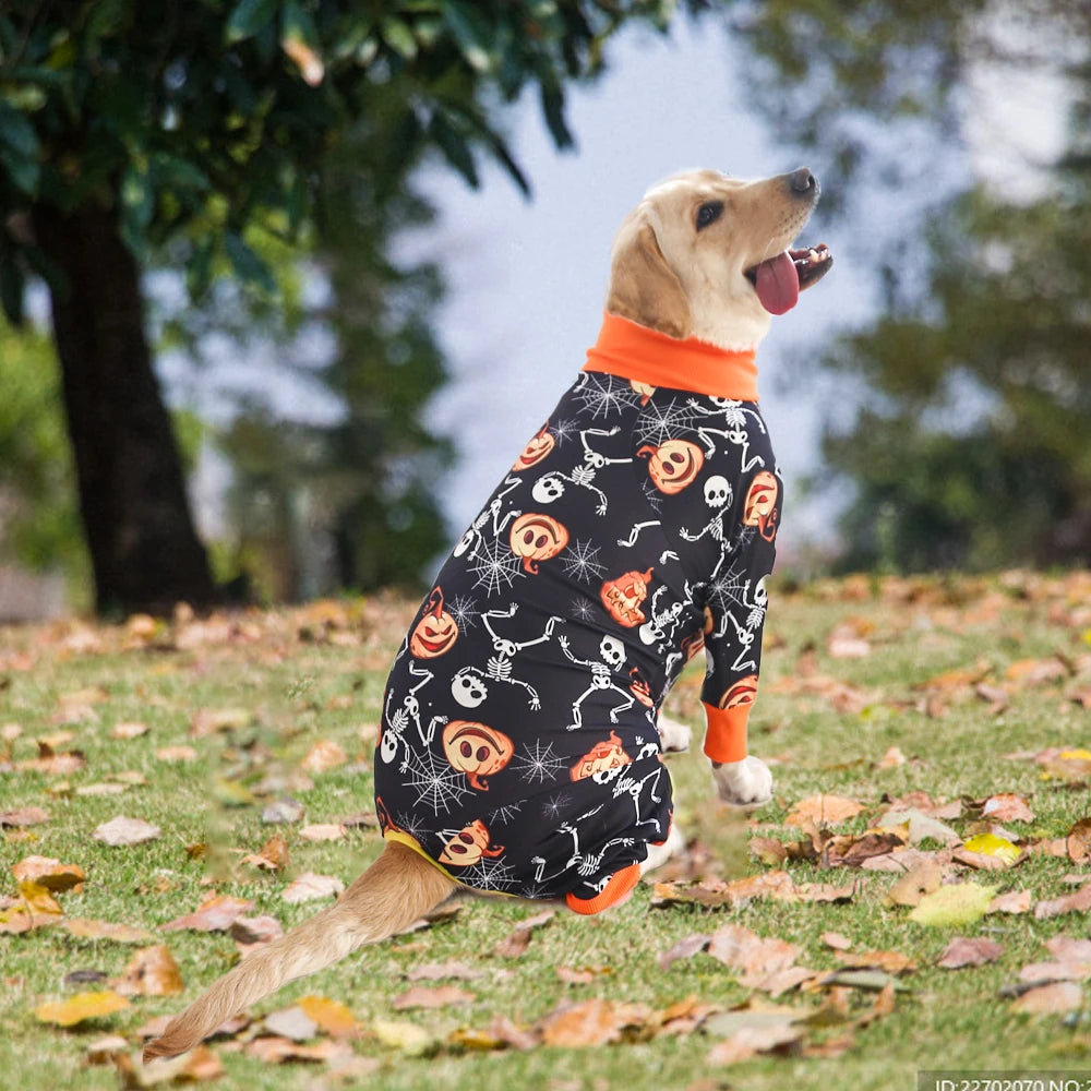 2024 New Halloween Prints Dog Four-Legged Suit for Large Medium Bodysuit Dogs Pajamas PJS Full Body for Shedding Prevent Licking