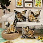Black and Gold Rose Butterfly Luxury Pillowcasebedroom Living Room Sofa Home Decor Polyester Cushion Cover with Zipper