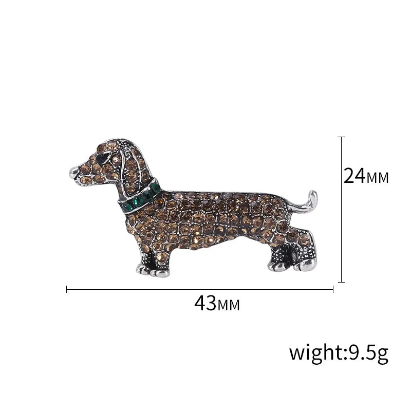 Rhinestone Dachshund Brooches for Women Unisex Animal Pin Dog Lapel Pins Banquet Party Backpack Gifts Jewelry Accessories