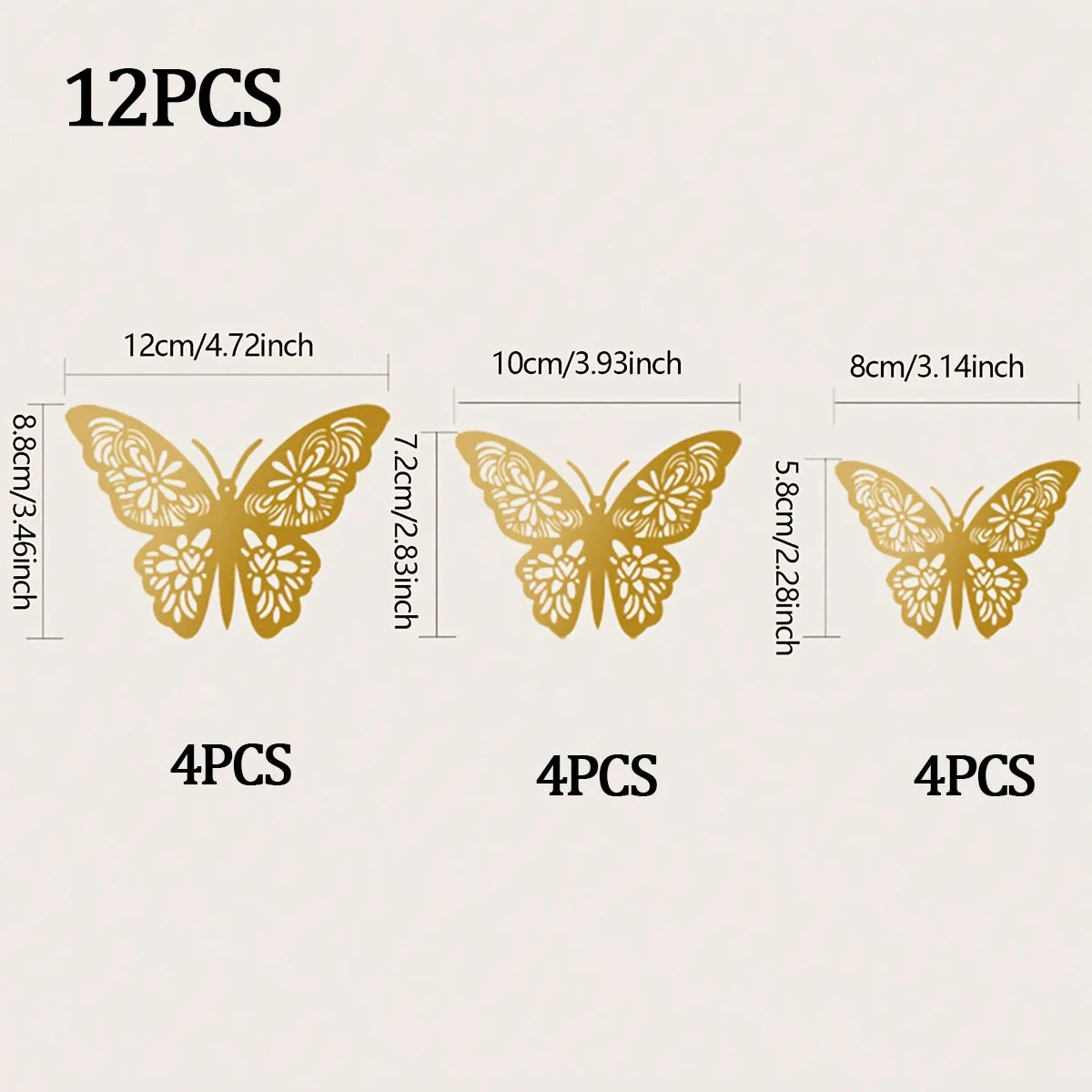 12/36/72PCS 3D Butterfly Wall Decor 4 Styles 3 Sizes,Butterfly Decorations for Butterfly Birthday Party Cake Room Decorations