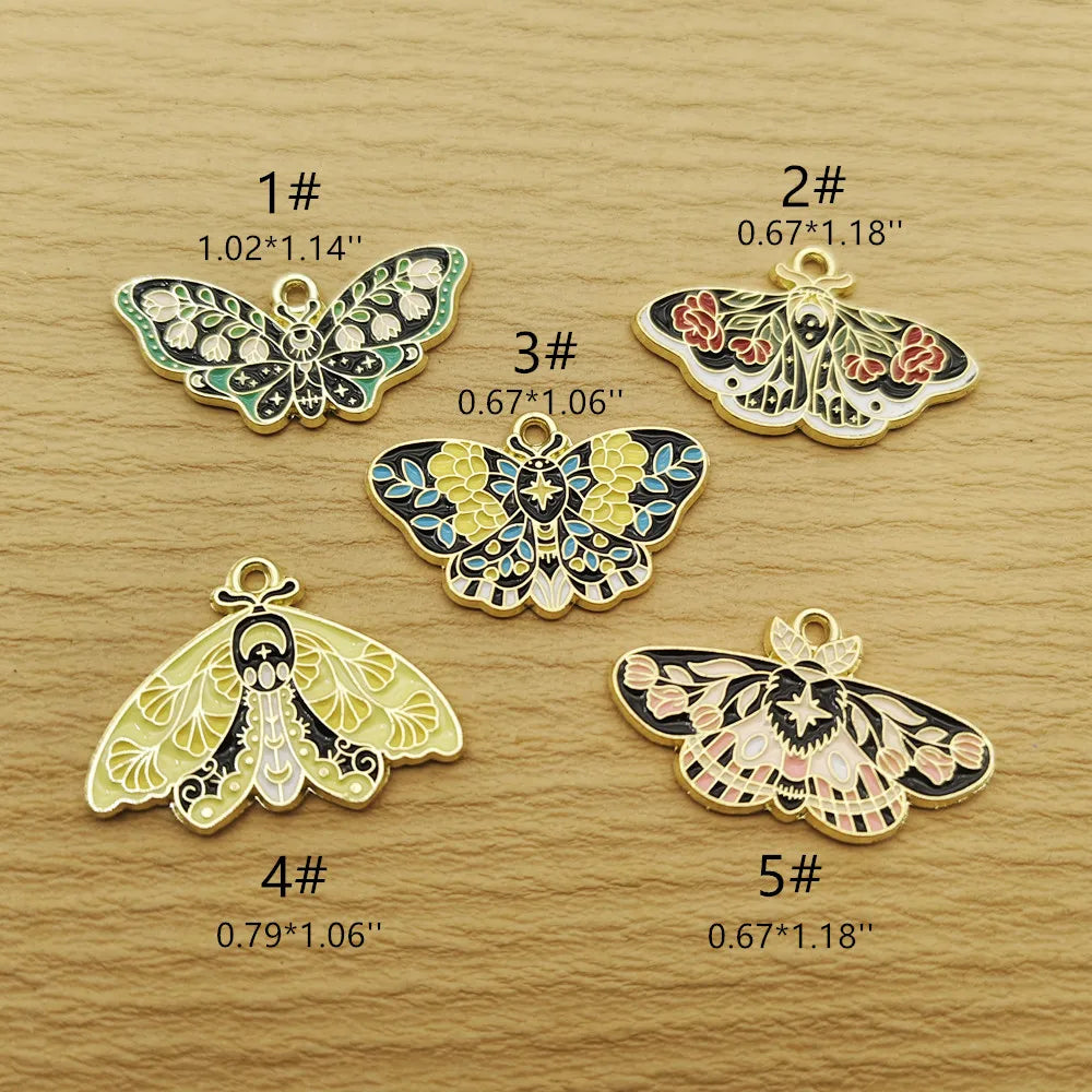 10Pcs Flower Butterfly Charm for Jewelry Making Enamel Necklace Bracelet Earring Pendant Diy Accessories Alloy Metal Gold Plated
