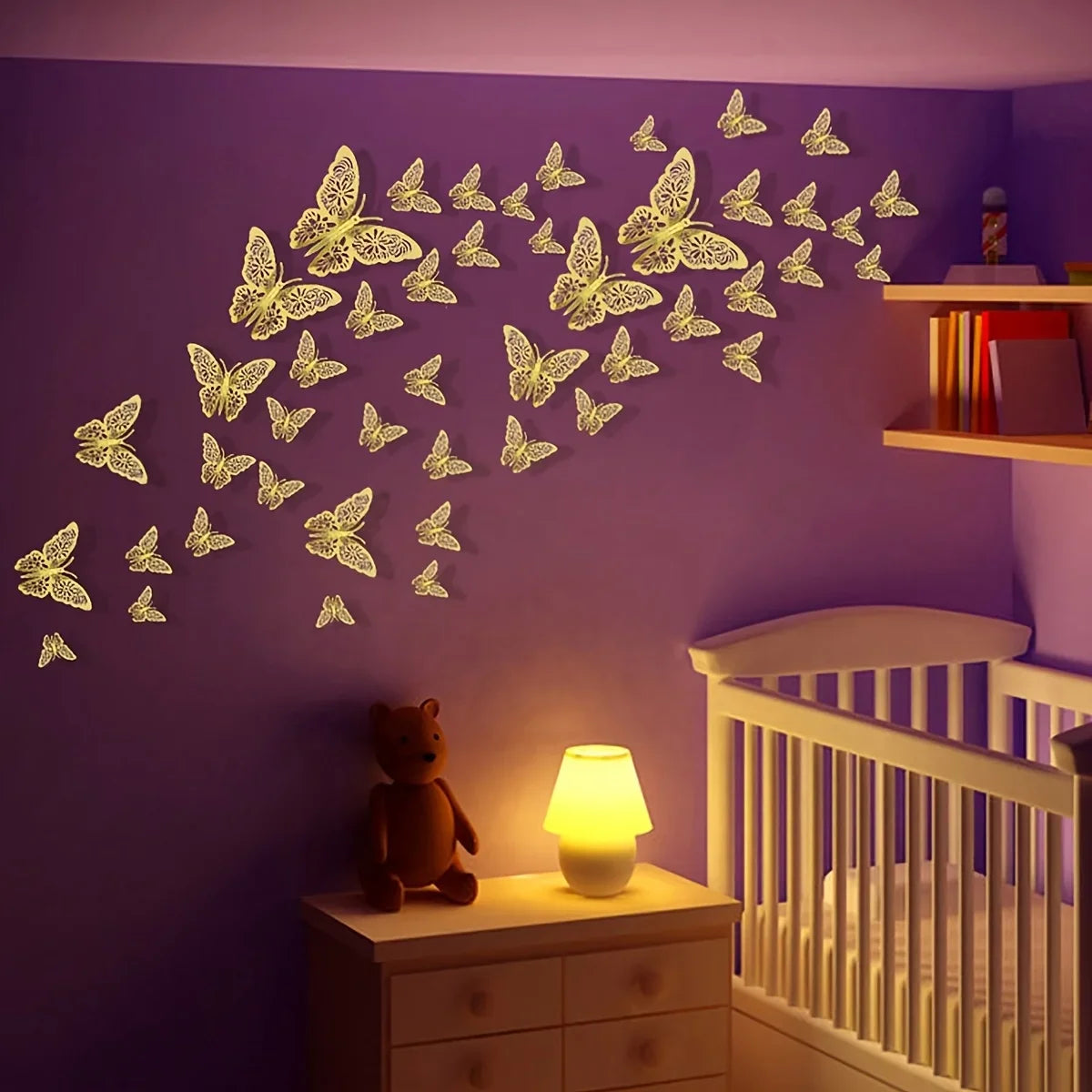 12/36/72PCS 3D Butterfly Wall Decor 4 Styles 3 Sizes,Butterfly Decorations for Butterfly Birthday Party Cake Room Decorations