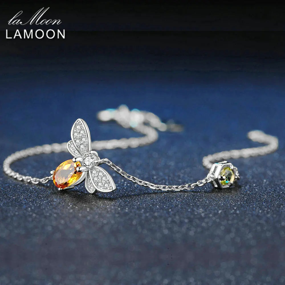 Bee Bracelet for Woman Citrine Gemstones Bracelets 925 Sterling Silve 14K Gold Plated Designer Jewelry for Lover LMHI002