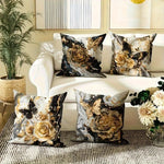 Black and Gold Rose Butterfly Luxury Pillowcasebedroom Living Room Sofa Home Decor Polyester Cushion Cover with Zipper