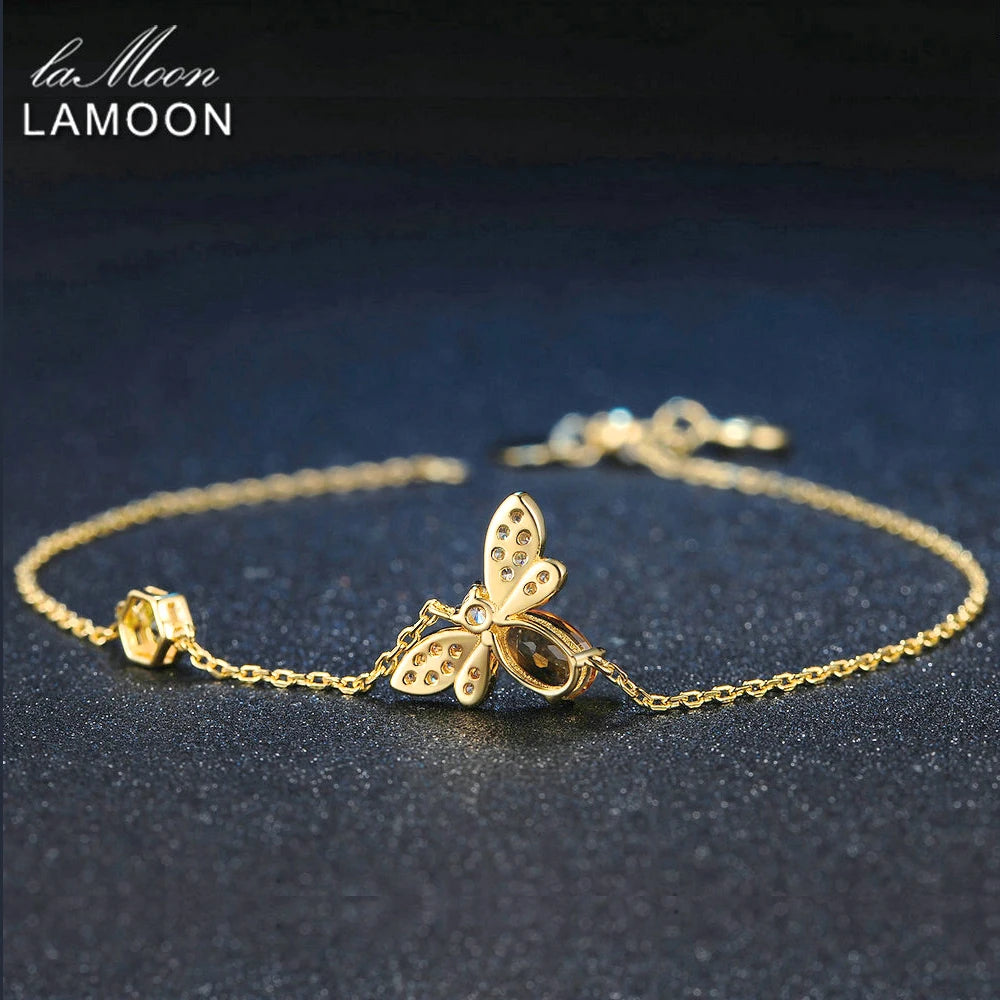 Bee Bracelet for Woman Citrine Gemstones Bracelets 925 Sterling Silve 14K Gold Plated Designer Jewelry for Lover LMHI002