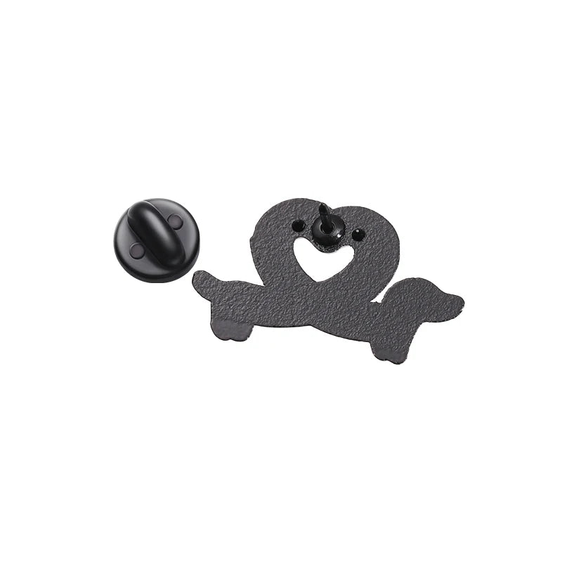 Cute Cartoon Dachshund Enamel Brooch Creative Love Heart Animal Sausage Dog Lapel Pin Badge Backpack Clothing Hat Accessories