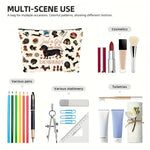 Women'S Cosmetic & Travel Organizer Bag - Cute Dachshund Dog Makeup Pouch with Zipper Closure, Beige Makeup Case