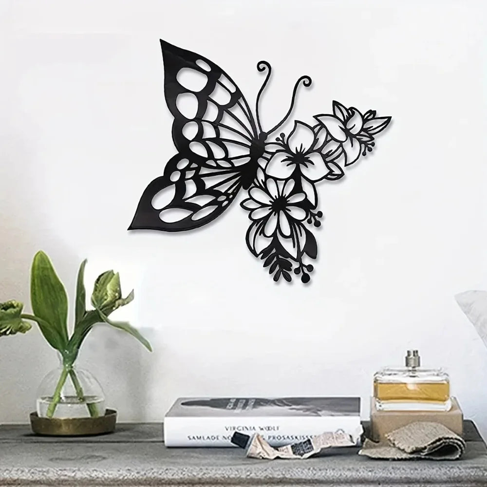CIFBUY Metal Wall Art Elegant Butterfly Metal Wall Decor Modern Metal Wall Silhouette Easy Installation Home Decoration Artwork